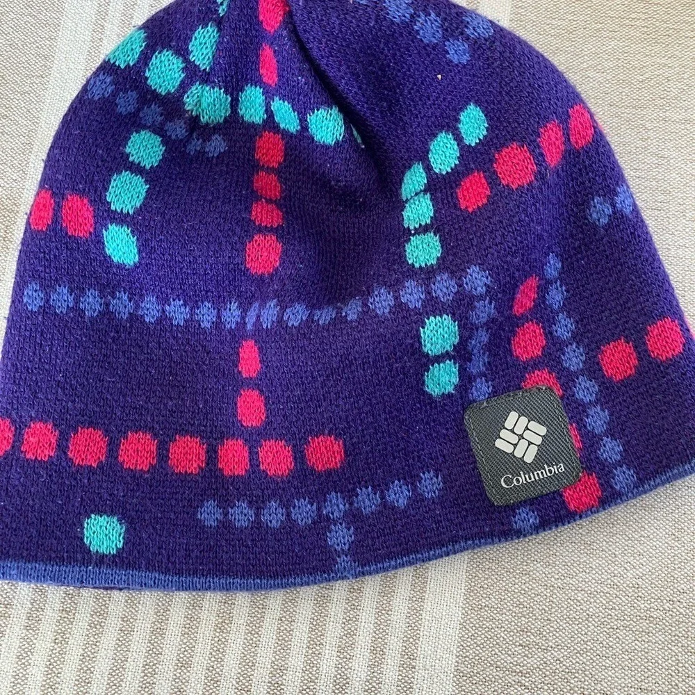 Columbia purple small medium Child's knit beanie